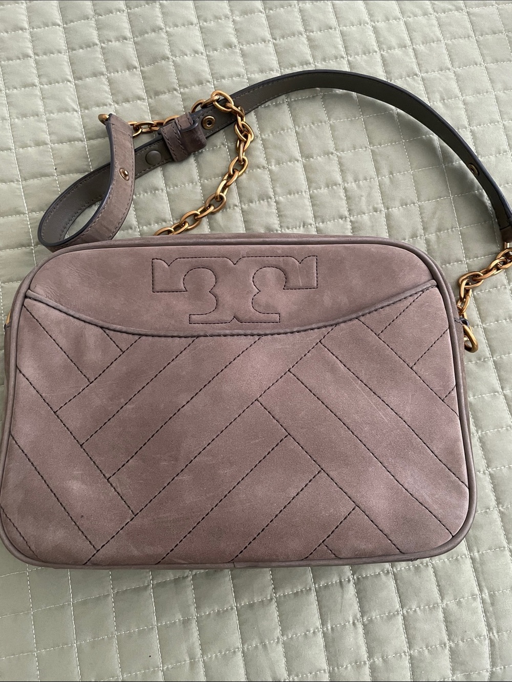 Brand New Tory Burch Suede Crossbody Purse